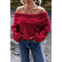 'Zenithra' Knit Off Shoulder Red Sweater - Celes Fashion